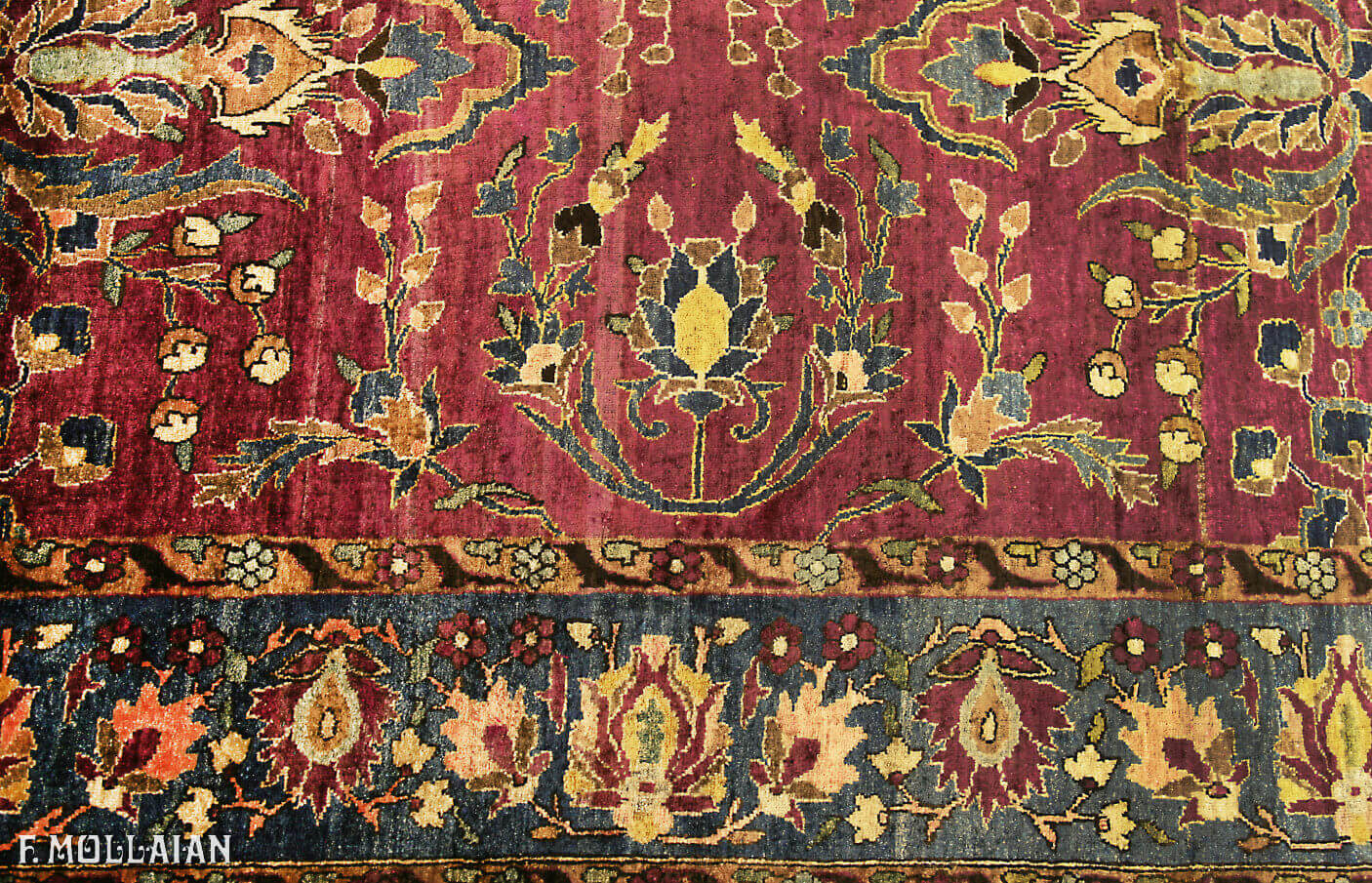 Kashan Persiano Antico in Seta, Una Coppia dei Tappeti Tutto Campo Floreale con fondo viola n°:15489699